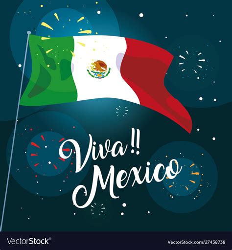 Viva mexico label with mexican flag Royalty Free Vector