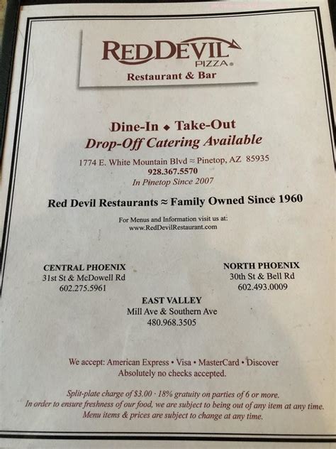 Online Menu of Red Devil Italian Restaurant & Pizzeria Restaurant, Pinetop, Arizona, 85935 - Zmenu