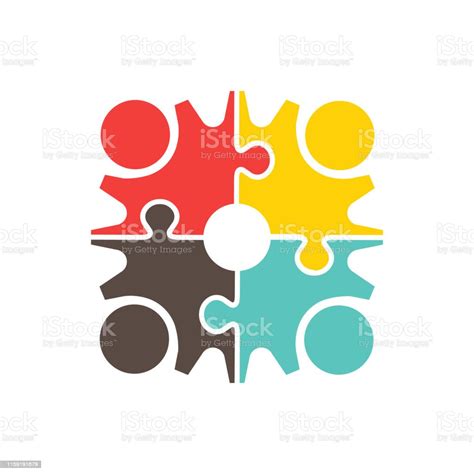 People Teamwork Gear Puzzle Logo Design Stock Illustration - Download Image Now - Family ...