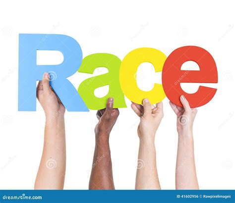 Diverse Hands Holding The Word Race Stock Photo - Image: 41602956