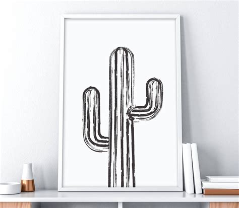 Minimalist Cactus Large Wall Art Instant Download Cactus | Etsy