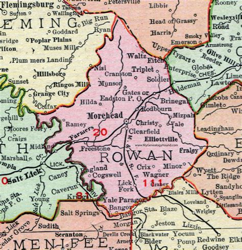 Rowan County, Kentucky 1911 Rand McNally, Morehead, Clearfield ...