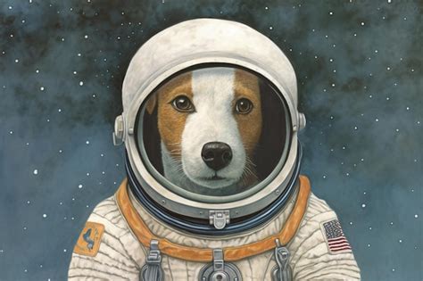 Premium AI Image | A painting of a space dog in a spacesuit