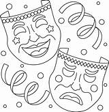 Mardi Gras Tragedia Y Comedia Mascaras Para Colorear Pintar E Imprimir  sketch template