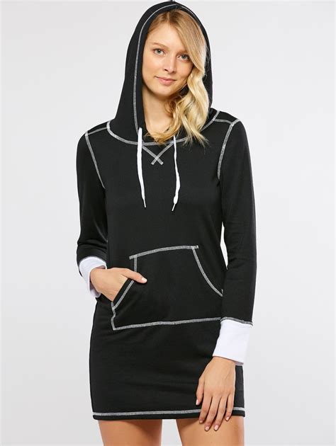 [88% OFF] Kangaroo Pocket Hooded Dress | Rosegal