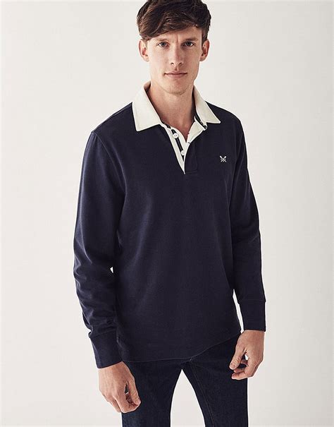 Men's Crew Long Sleeve Rugby Shirt in Navy from Crew Clothing