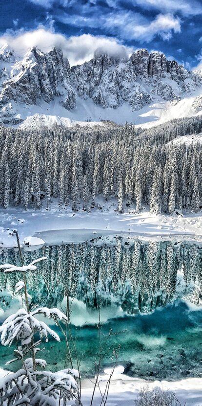 The Lake Carezza in Nova Levante in South Tyrol’s Eggental valley