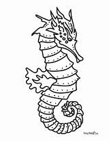 Realistic Seahorse Coloring Page sketch template