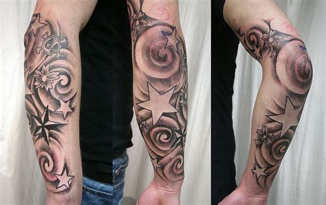 Stars Skull Arm Tattoo by 2Face-Tattoo on DeviantArt