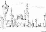 Islamic Masjid Nabawi Coloring Page » Turkau sketch template