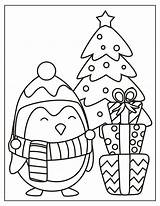 Christmas Penguin Coloring Pictures sketch template