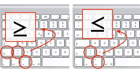 Sonderzeichen "Größer gleich" und "Kleiner gleich" am Mac