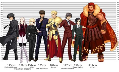 Fate/Zero Character Height Chart by BlaGeYT on DeviantArt