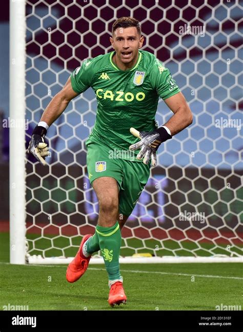 Aston Villa goalkeeper Emiliano Martinez during the Premier League match at Villa Park ...