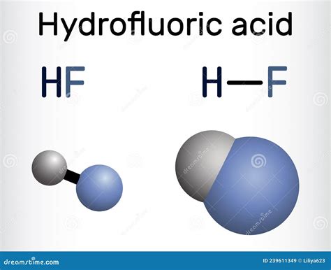 Hydrofluoric Acid, Hydrofluoride, HF Molecule. it is Solution of Hydrogen Fluoride in Water ...