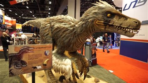 Feathered Raptor Dinosaur Animatronic at IAAPA 2015 - YouTube