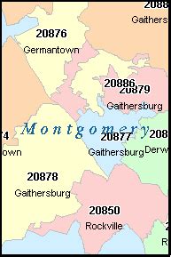 MONTGOMERY County, Maryland Digital ZIP Code Map