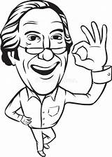 Whiteboard Drawing  Smiling Senior Man With Ok Hand Sign Stock Vector sketch template