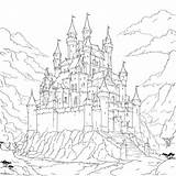 Schloss In Den Bergen  Fantasy Ausmalbild Coloring Pages Online sketch template