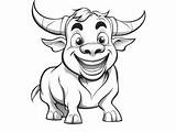 Relaxing Bull Coloring Page  sketch template