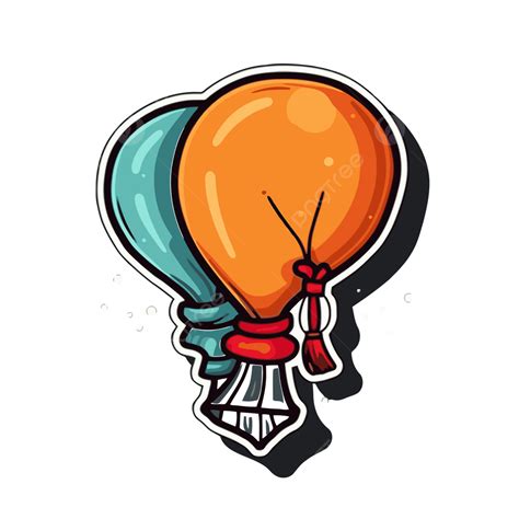 Balon Udara Panas, Clipart Stiker Vektor, Desain Stiker Dengan Balon Kelulusan Kartun Terisolasi ...