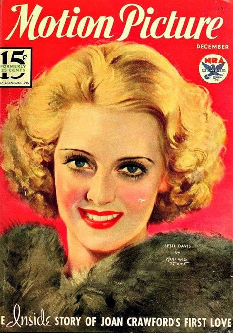 Bette Davis on the cover of "Motion Picture" magazine, USA, December 1933. Star Magazine, Movie ...