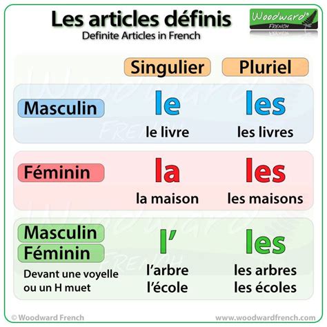 Definite Articles in French | Woodward French | Basic french words, Learn french, Teaching french