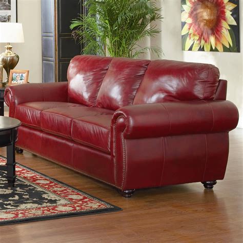 2023 Latest Burgundy Leather Sofa Sets