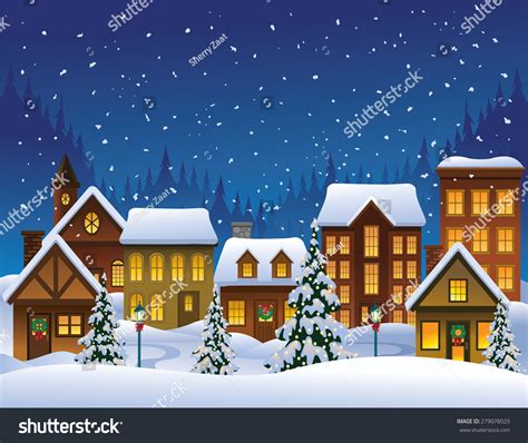 Christmas Village Stock Vector Illustration 279078029 : Shutterstock