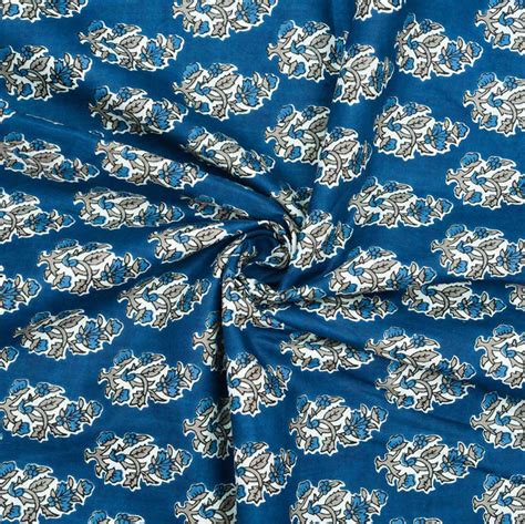 Buy Blue White Floral Cotton Fabric for Best Price, Reviews, Free Shipping