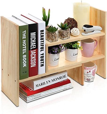 Amazon.com: MyGift Solid Wood Desktop Shelf Organizer, Adjustable Office Dorm Desk Bookshelf ...