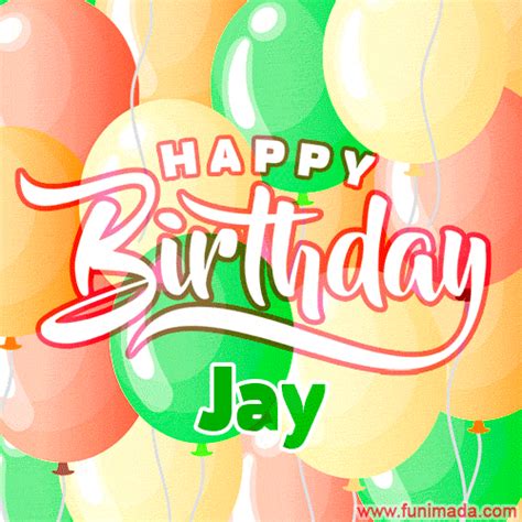 Animated BDay eCard for Jay featuring balloons and lettering | Funimada.com