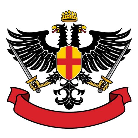 bandeira com aguia de duas cabeças e um leao