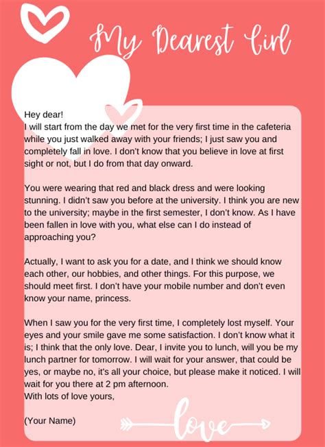 dating letter to a girlfriend