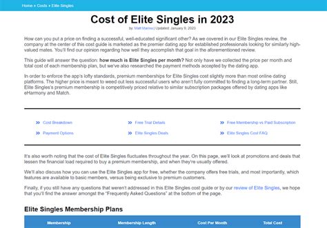 elite singles dating cost