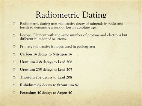 radiometric or absolute rock dating