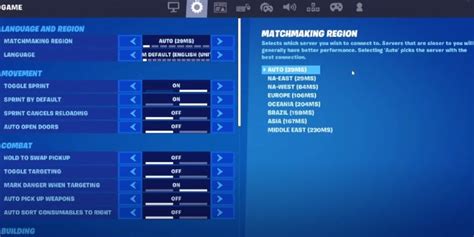 what is matchmaking region in fortnite