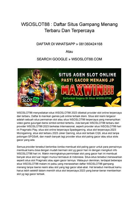 WSOSLOT88 Daftar Situs Gampang Menang Terbaru Dan Terpercaya WSOSLOT88 - WSOSLOT88