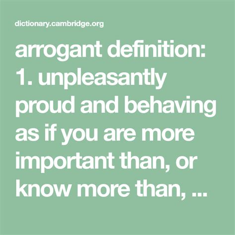 Arrogant Definition In The Cambridge English Dictionary Arogantoto - Arogantoto