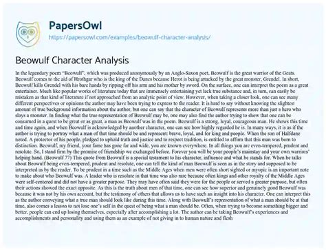 Beowulf Character Analysis In Beowulf Sparknotes Beowulf - Beowulf