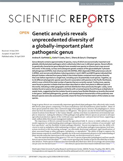 Genetic Analysis Reveals Unprecedented Diversity Of A Globally DID88 - DID88