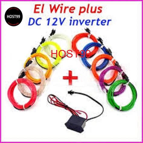 Paket 7meter Inveter Aki El Wire Flexible Led 7meter - 7meter