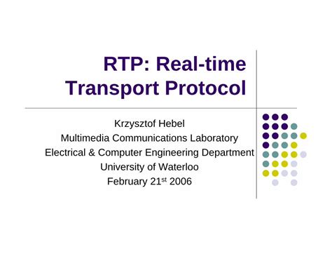 Pdf Rtp A Transport Protocol For Real Time Rtp - Rtp