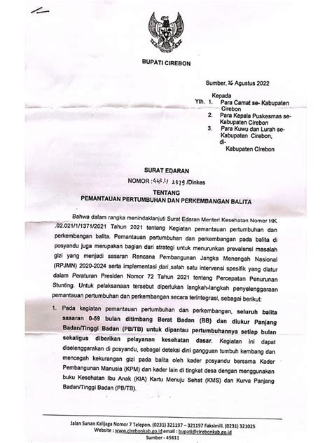 Pdf Surat Edaran Pemantauan Pertumbuhan Sigizi Terpadu Sigizi - Sigizi