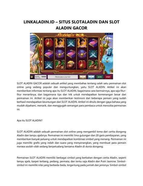 Slotaladin Situs Game Slot Terkenal Dan Menarik ALADIN77 - ALADIN77