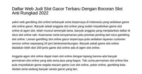 Slotdepodana Info Daftar Website Gacor Anti Rungkad Judi DEPO178 Online - Judi DEPO178 Online