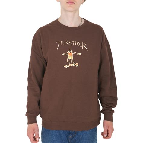 Thrasher Gonz Crewneck Sweatshirt Dark Chocolate Flatspot SCATER168 - SCATER168