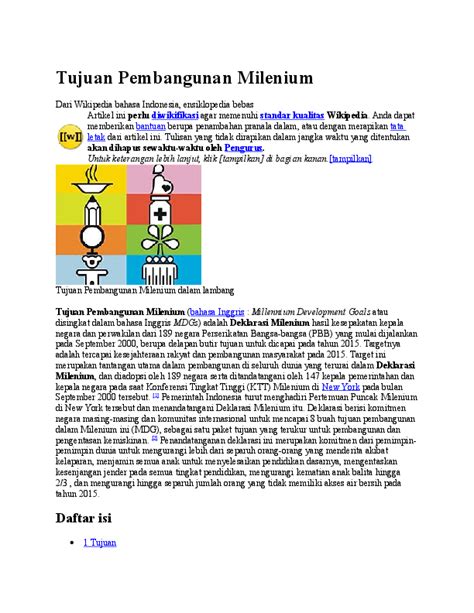 Tujuan Pembangunan Milenium Wikipedia Bahasa Indonesia Ensiklopedia MDG99 - MDG99