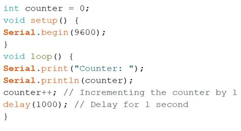Arduino increment loop. println (value); } value = 4. begin (9600); } void loop () { Seri...