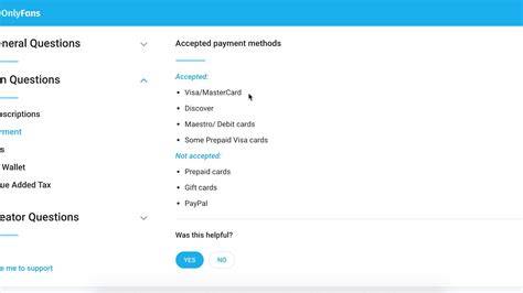 Onlyfans accepted payment OnlyFans channel